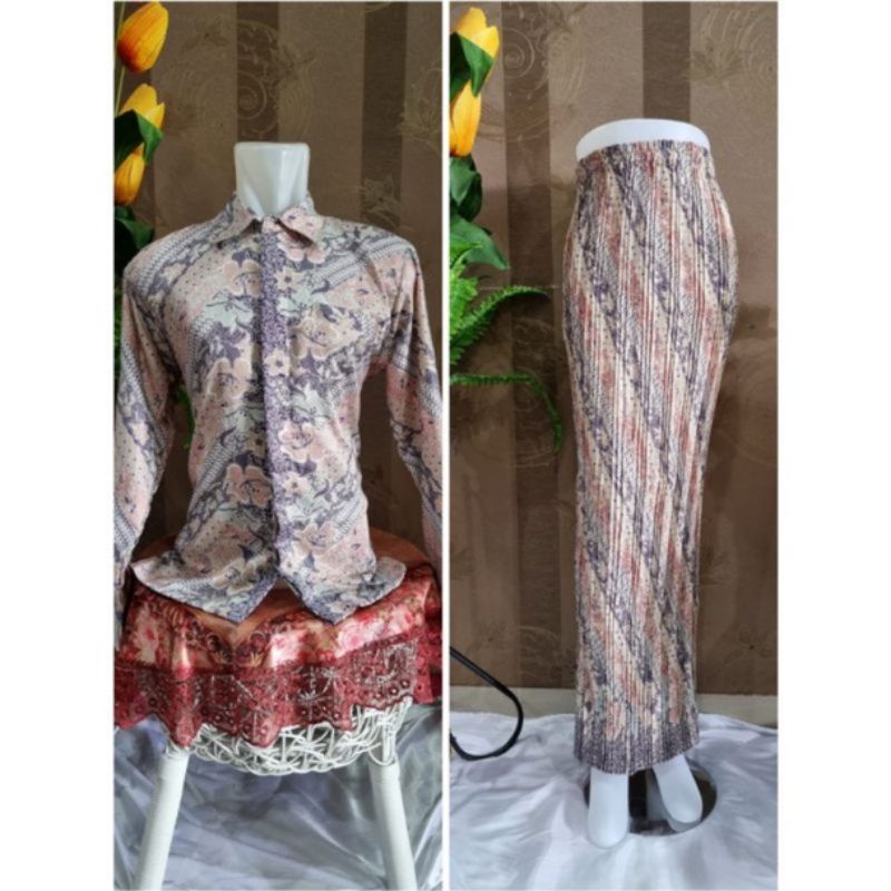 Cod Rok batik prisket//Rok instan//rok couple kemeja panjang//rok batik couple