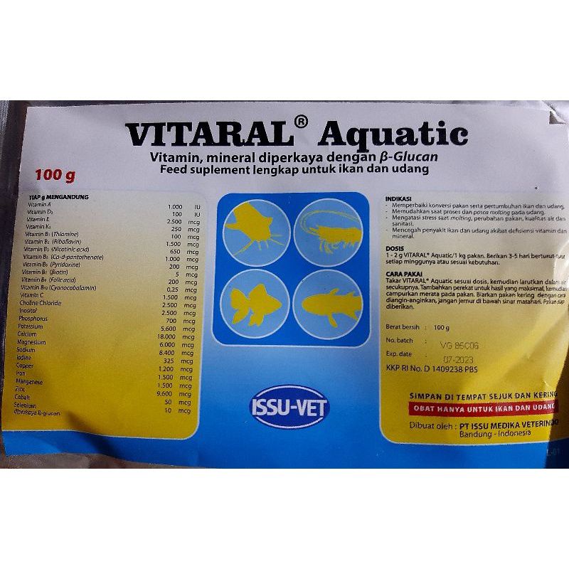 1KG VITARAL (ISSU) VITAMIN DAN MINERAL UNTUK UDANG/IKAN SEHINGGA MAMPU TUMBUH SECARA MAKSIMAL