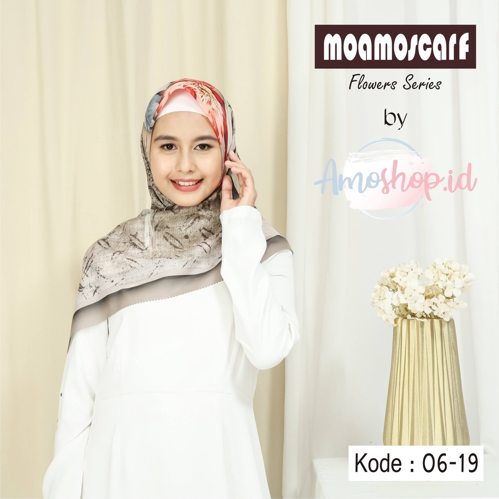 Hijab Segi Empat Jilbab Kerudung Motif Murah Voal Lasercut Scarf Flower Series