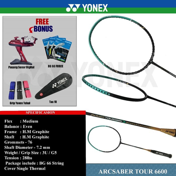 YONEX ARCSABER TOUR 6600 RAKET BADMINTON ORIGINAL
