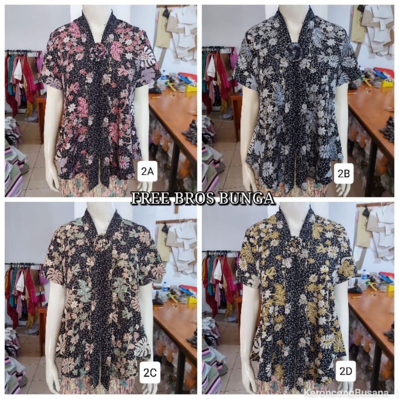 (ld100) Kebaya Floy motif lengan pendek bahan BSY foil. KeroncongBusana