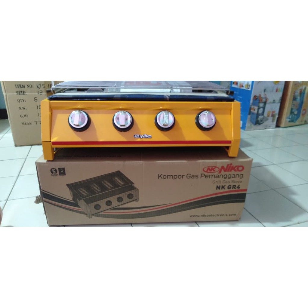 Kompor Panggangan Sosis 4 Tungku NK-GR4 / NIKO BBQ Grill Gas + selang regulator