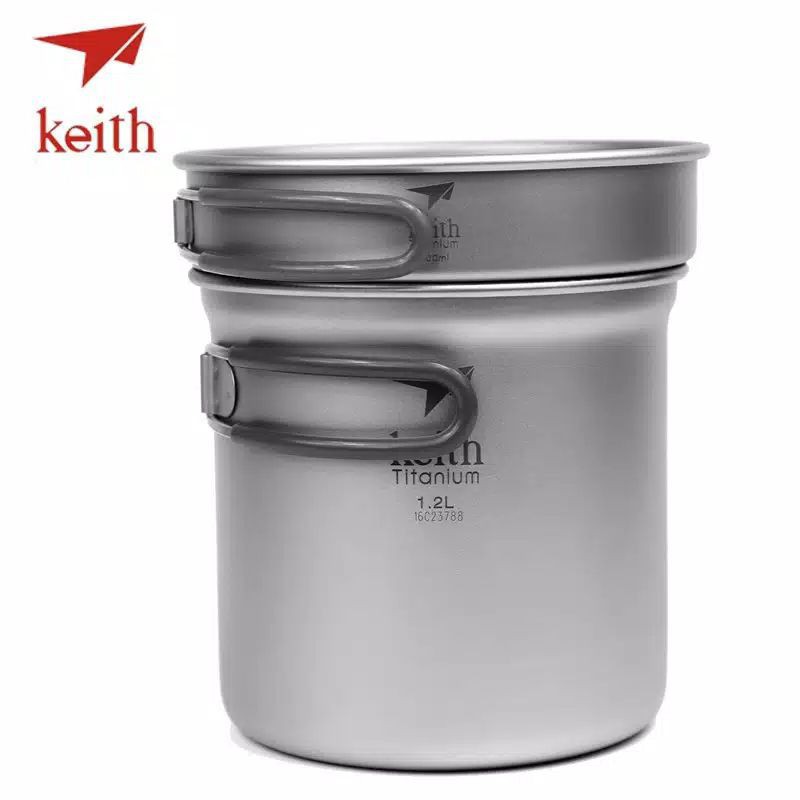 Keith titanium Ti6013 pot 1.2L 1200ml frying pan 400ml Ultralight camping