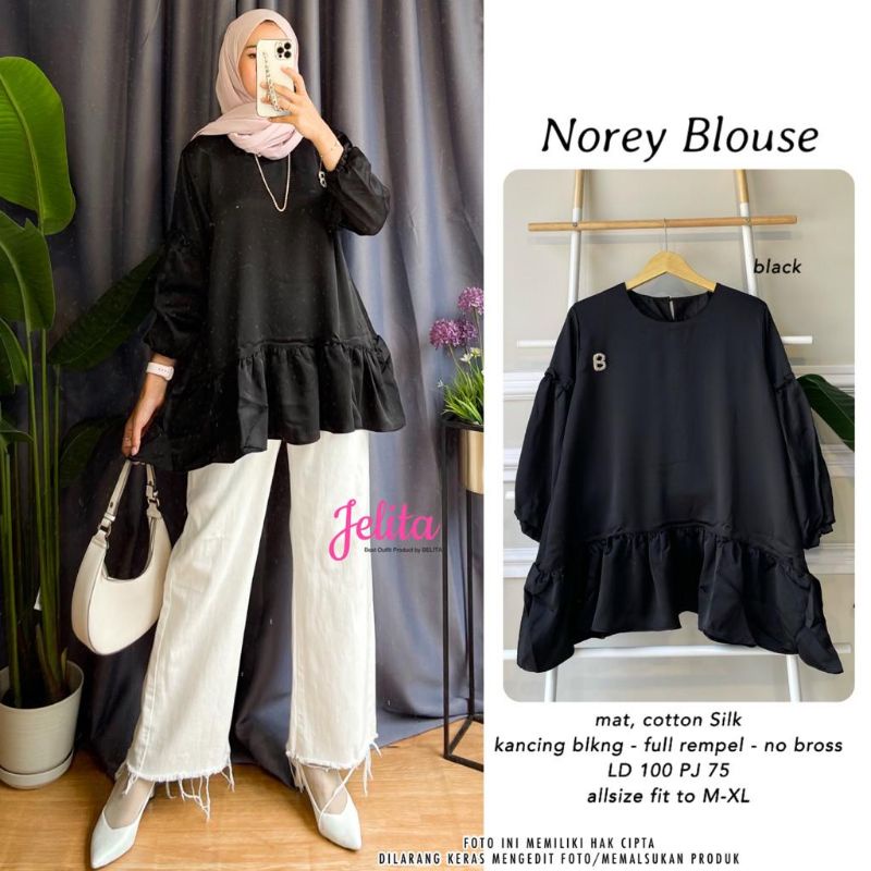 norey blouse catton silk kancing belakang full rempel no bross jelita