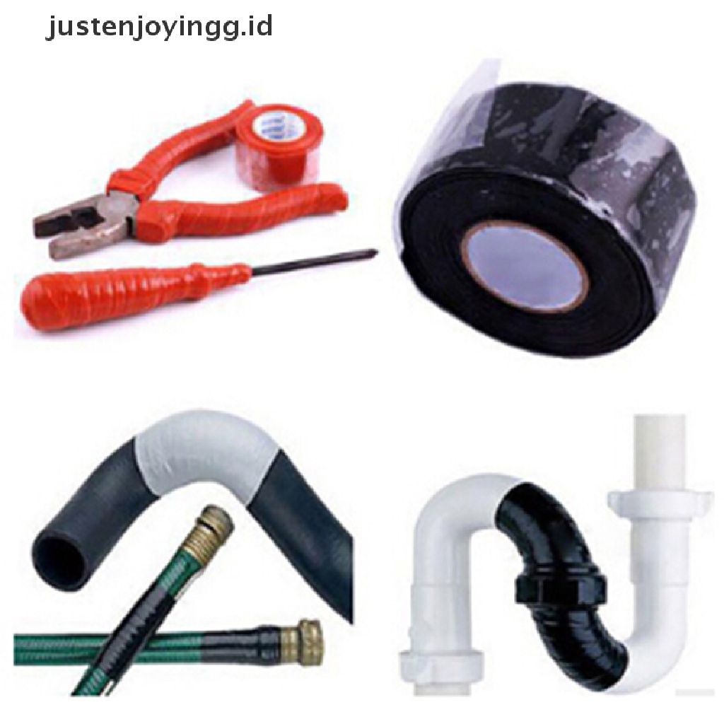 // justenjoyingg.id // 2.5cm*1.5m Black Waterproof Tape Powerful Strong Rubber Seal Repair Tape ~