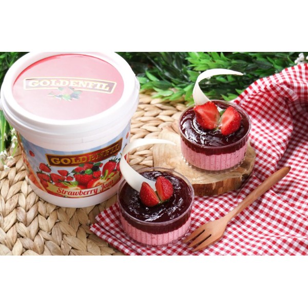 

SELAI STRAWBERRY GOLDENFIL 1KG STROBERI 50% BUAH ASLI SEGAR SERAT