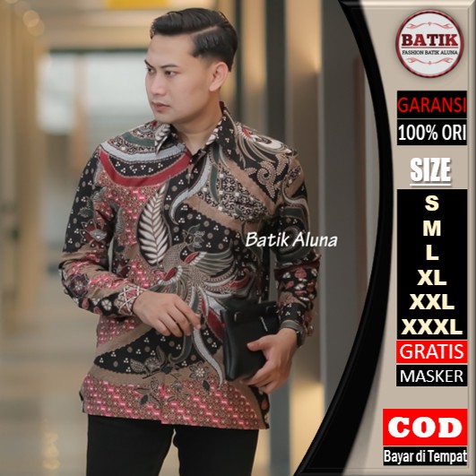 Batik Pria Lengan Panjang Elegan Modern Premium Lapis Full Furing Bahan Katun Kualitas Tinggi Dan Desain Eksklusif Tradisional fashion batik Aluna