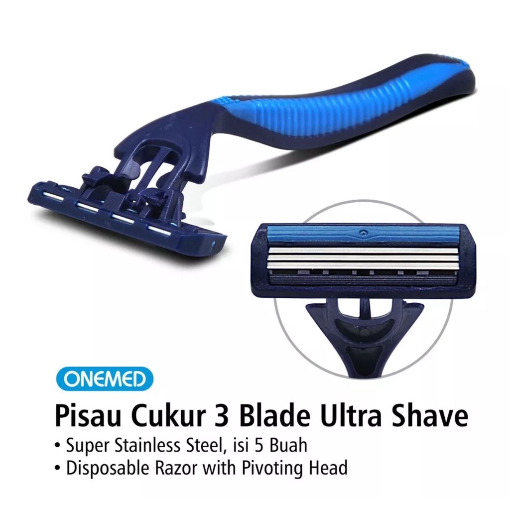 PISAU CUKUR BEDAH ULTRA SHAVE 3 BLADE ONEMED PACK ISI 5