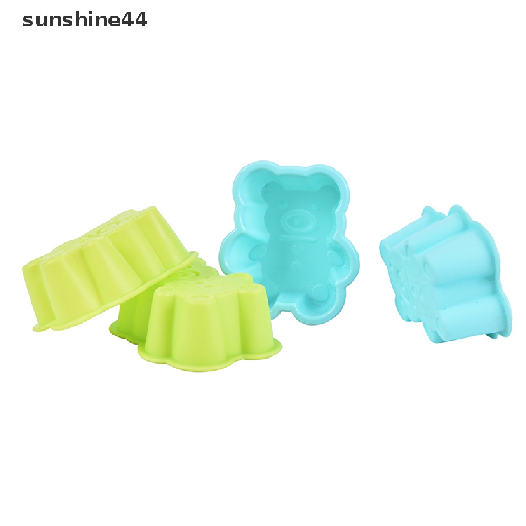 Sunshine 4PCS Cetakan Kue / Muffin Bentuk Beruang Lucu Bahan Silikon