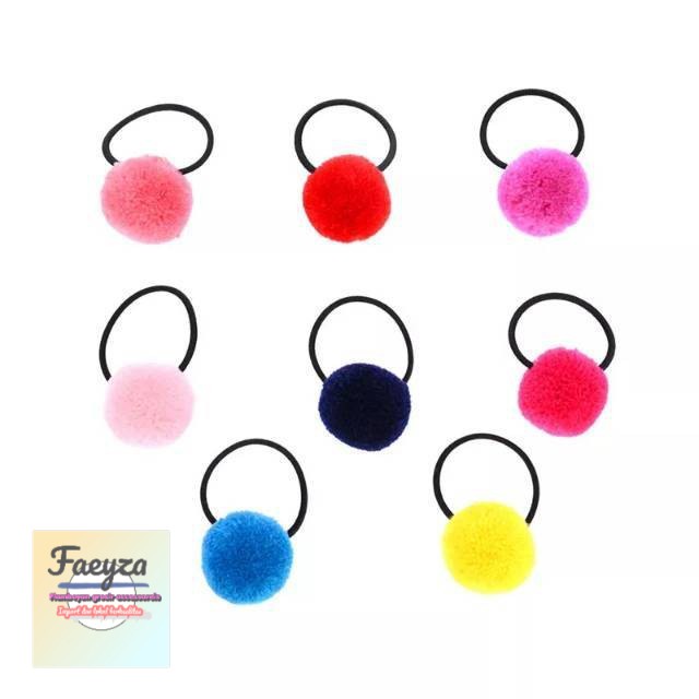 Ikat rambut pom pom lusinan isi 12 pcs