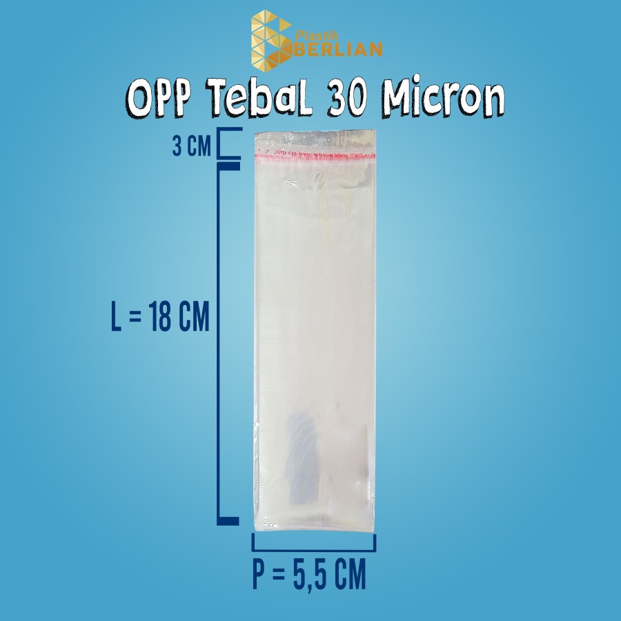 

5,5 x 18 cm Plastik OPP TEBAL 30 MICRON (100 lbr)