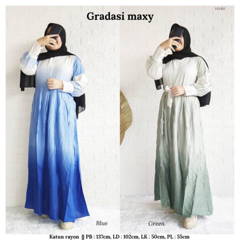 Gradasi maxy / gamis gradasi / gamis rayon / gamis rayon gradasi / gamis busui