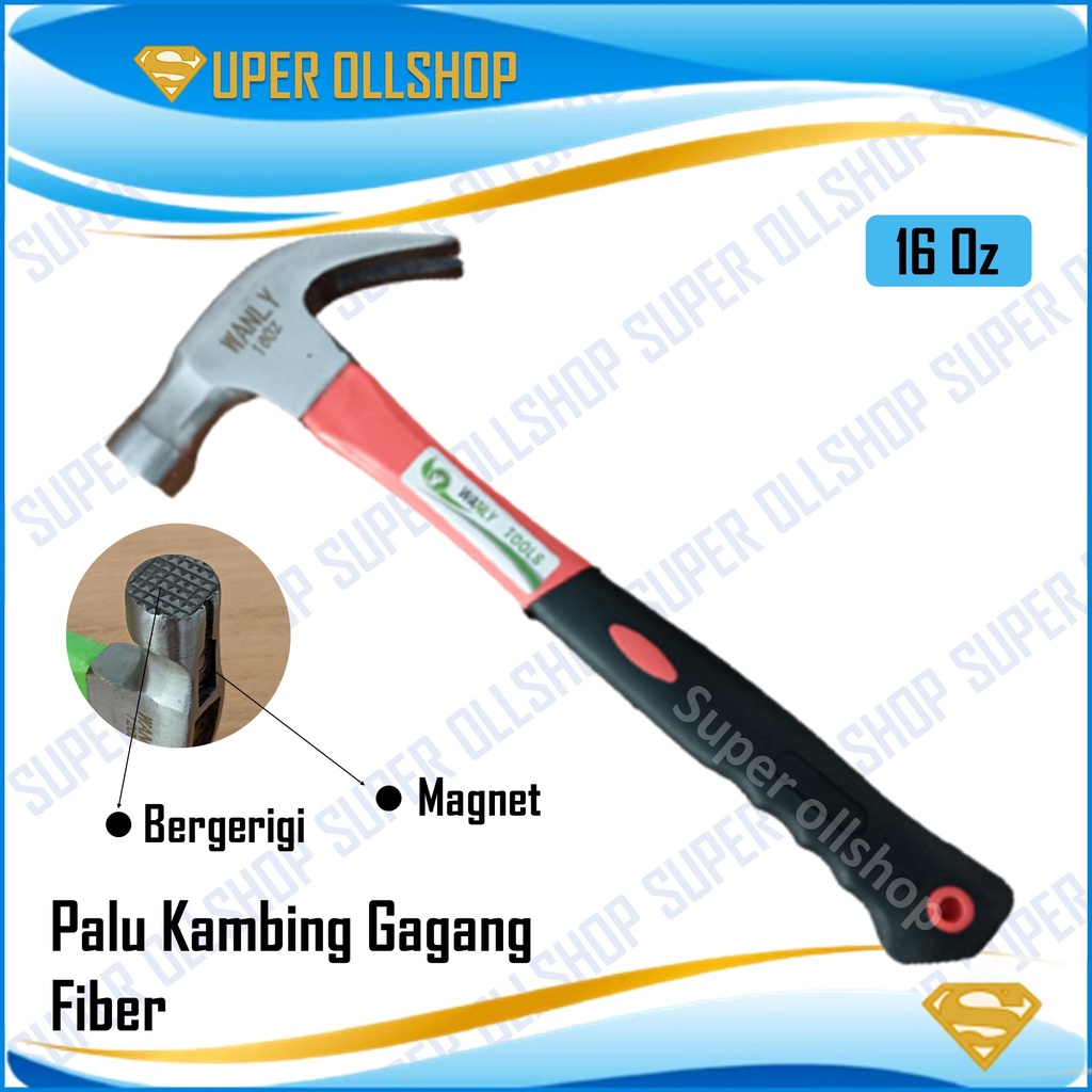 Palu Kambing Tukang Cabut Paku Martil Gerigi Magnet Gagang Fier 16 Oz Claw Hammer Besar