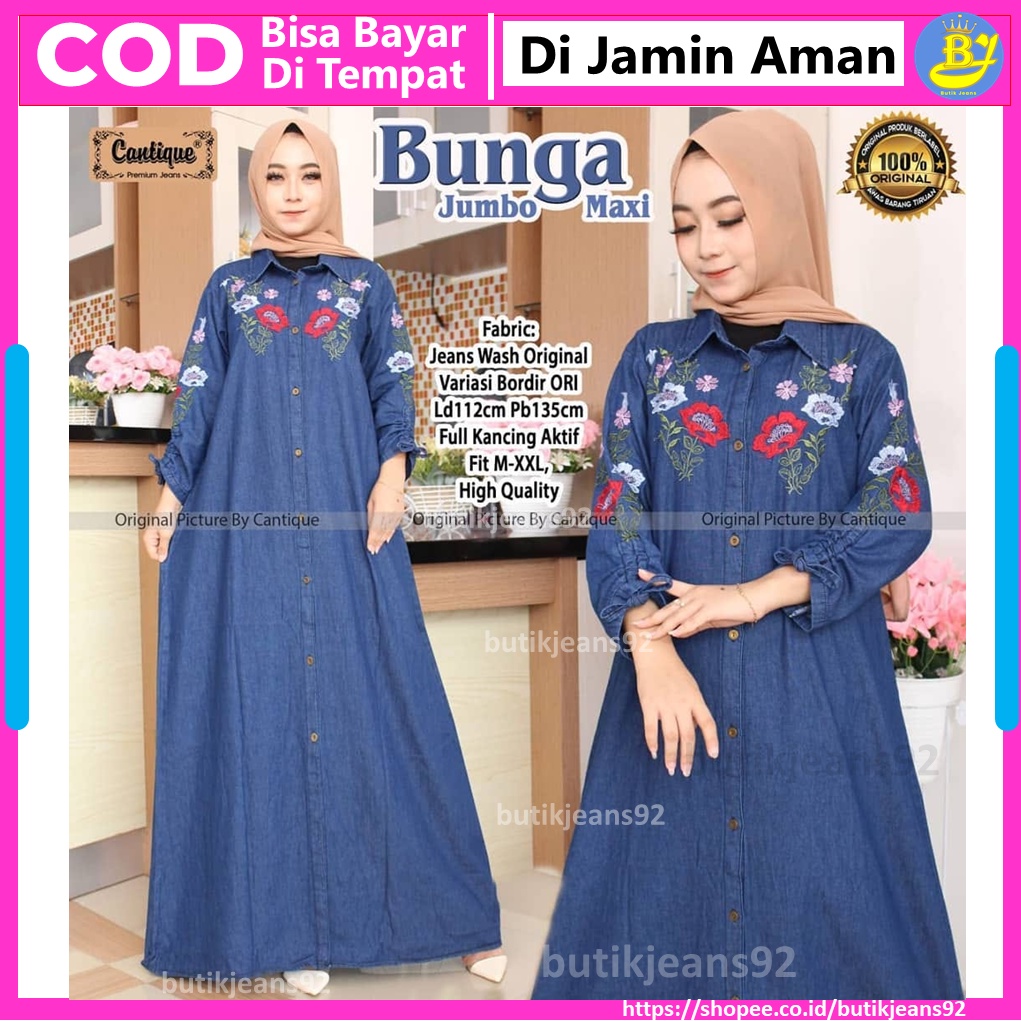 Baju Gamis Jeans Wanita Ibu Ibu Busui Terbaru 2021 Mewah Untuk Pesta Acara Resepsi Pernikahan Kondan