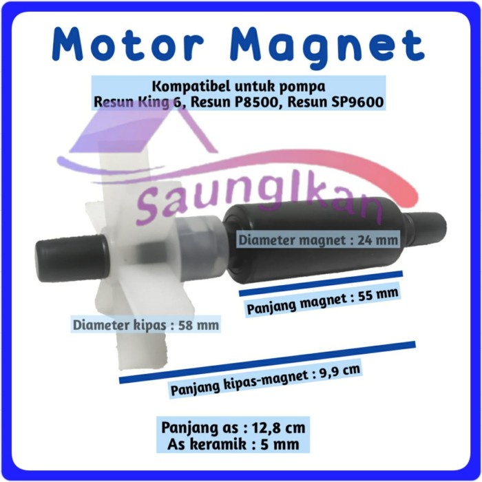 Rotor Magnet Kipas Pompa Celup RESUN KING 6 PENGUIN 8500 SP 9600