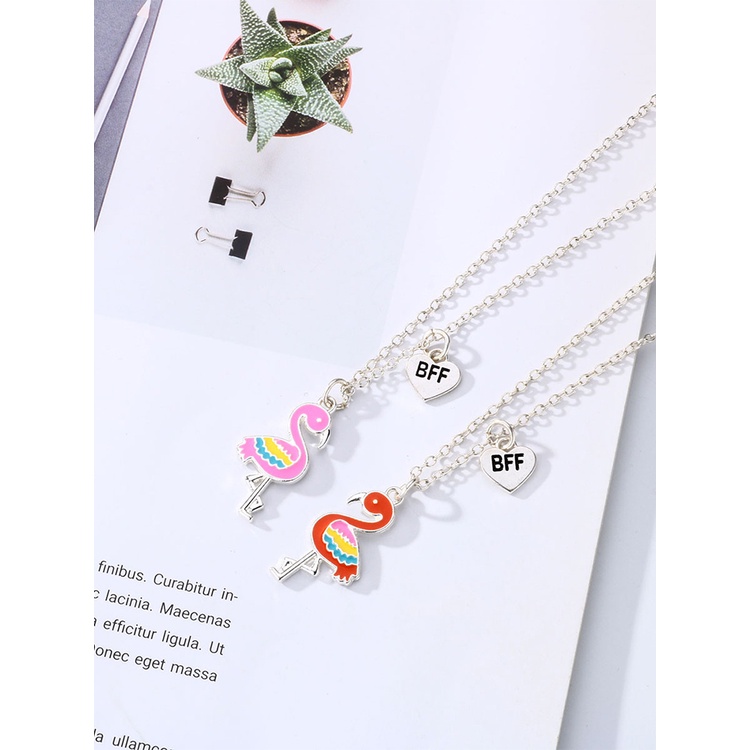 1 Pasang Kalung Dengan Liontin Flamingo Magnetik Untuk Pria Dan Wanita