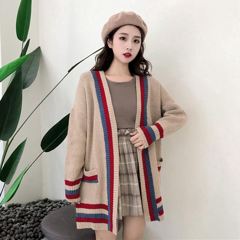 Cardigan Rajut  Wanita  Lengan  Panjang  Model Longgar Versi 