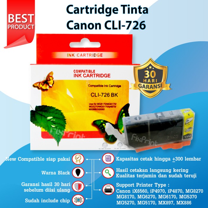 Cartridge Tinta Canon PGI 725 Black CLI 726 Color PGBK CLI 726 Printer iX6560 iP4870 MG5170 MX886