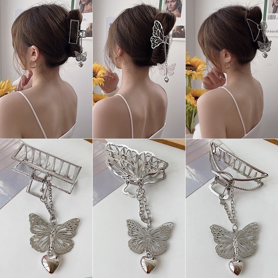 Jepit Rambut Bentuk Butterfly Love Bahan Alloy Metal Gaya Korea Untuk Wanita