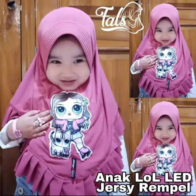 Kerudung Anak LED REMPEL usia  3-6 th all size ( Bisa Nyala)