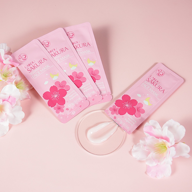 LAIKOU Sakura Mud Mask Sachet Glowing Serum Krim Wajah Toner Foam Pembersih