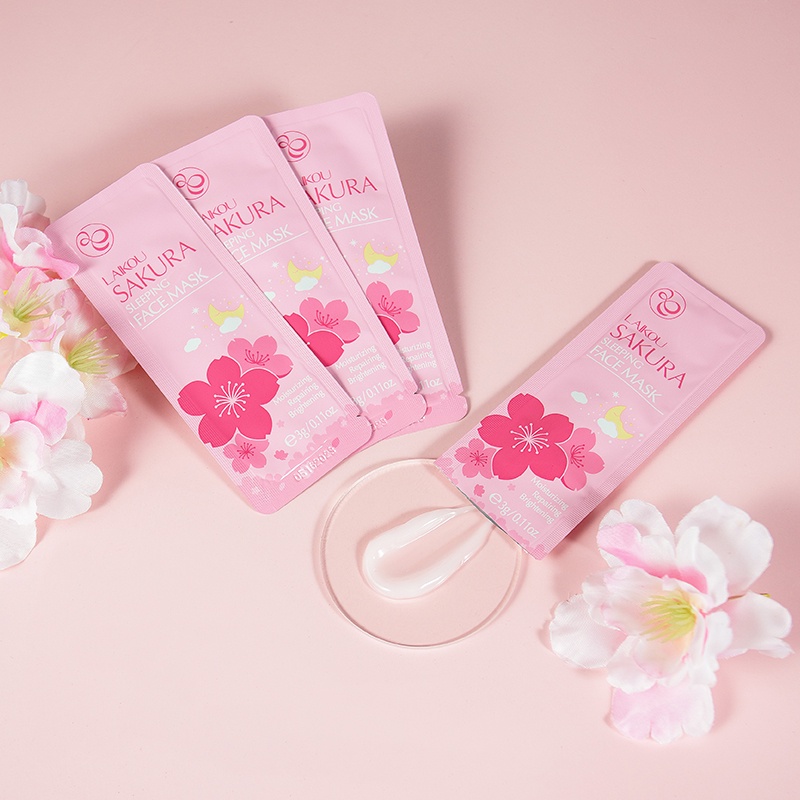 LAIKOU Sakura Mud Mask Sachet Glowing Serum Krim Wajah Toner Foam Pembersih