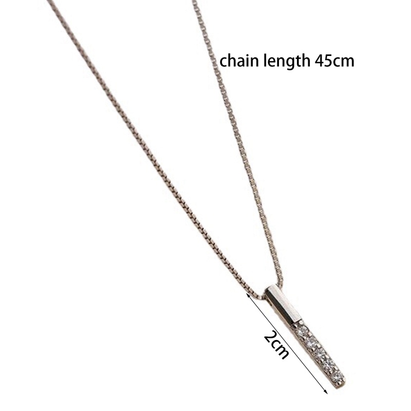 Kalung Rantai Klavikula Desain Garis Vertikal Aksen Berlian Bahan Zirkon Warna Silver Untuk Wanita