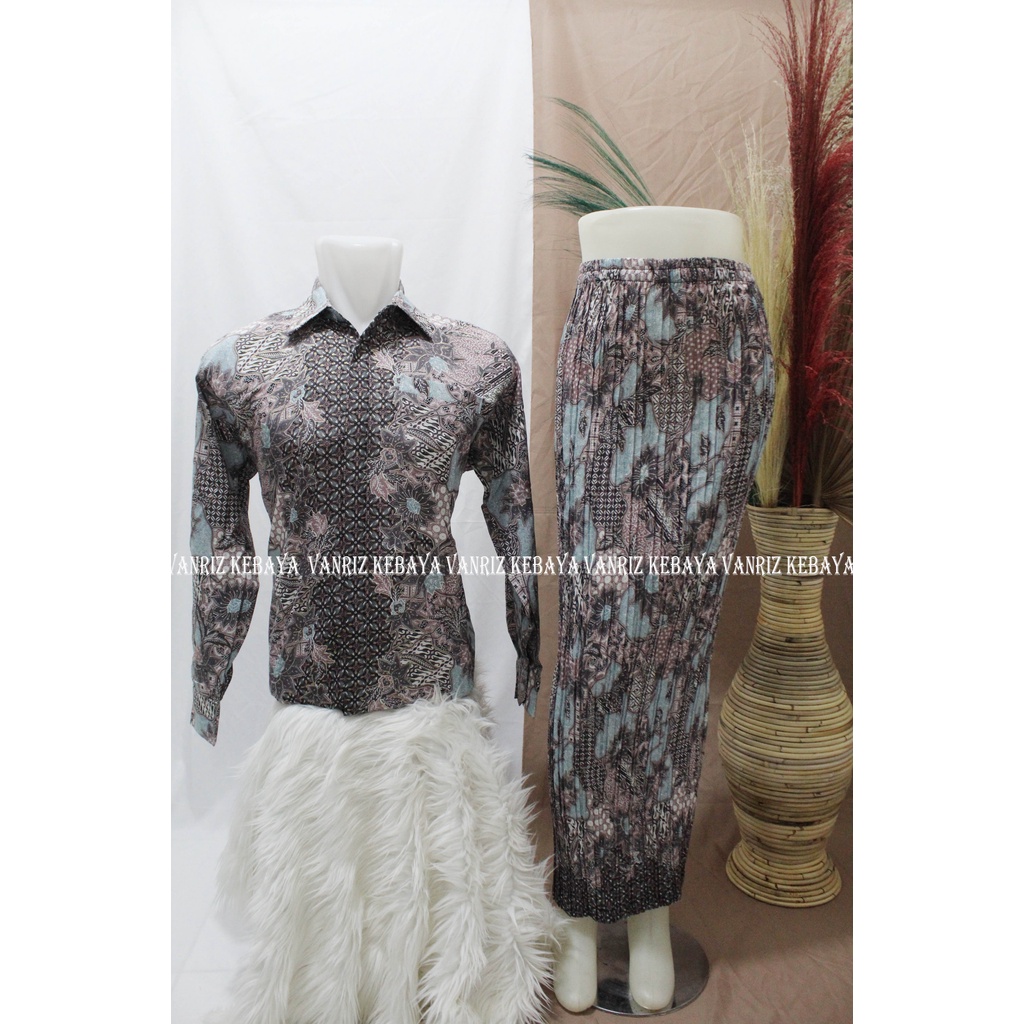 ROK PLISKET COUPLE LENGAN PANJANG/ROK BATIK PLISKET COUPLE/ROK PLISKET BATIK DAN KEMEJA