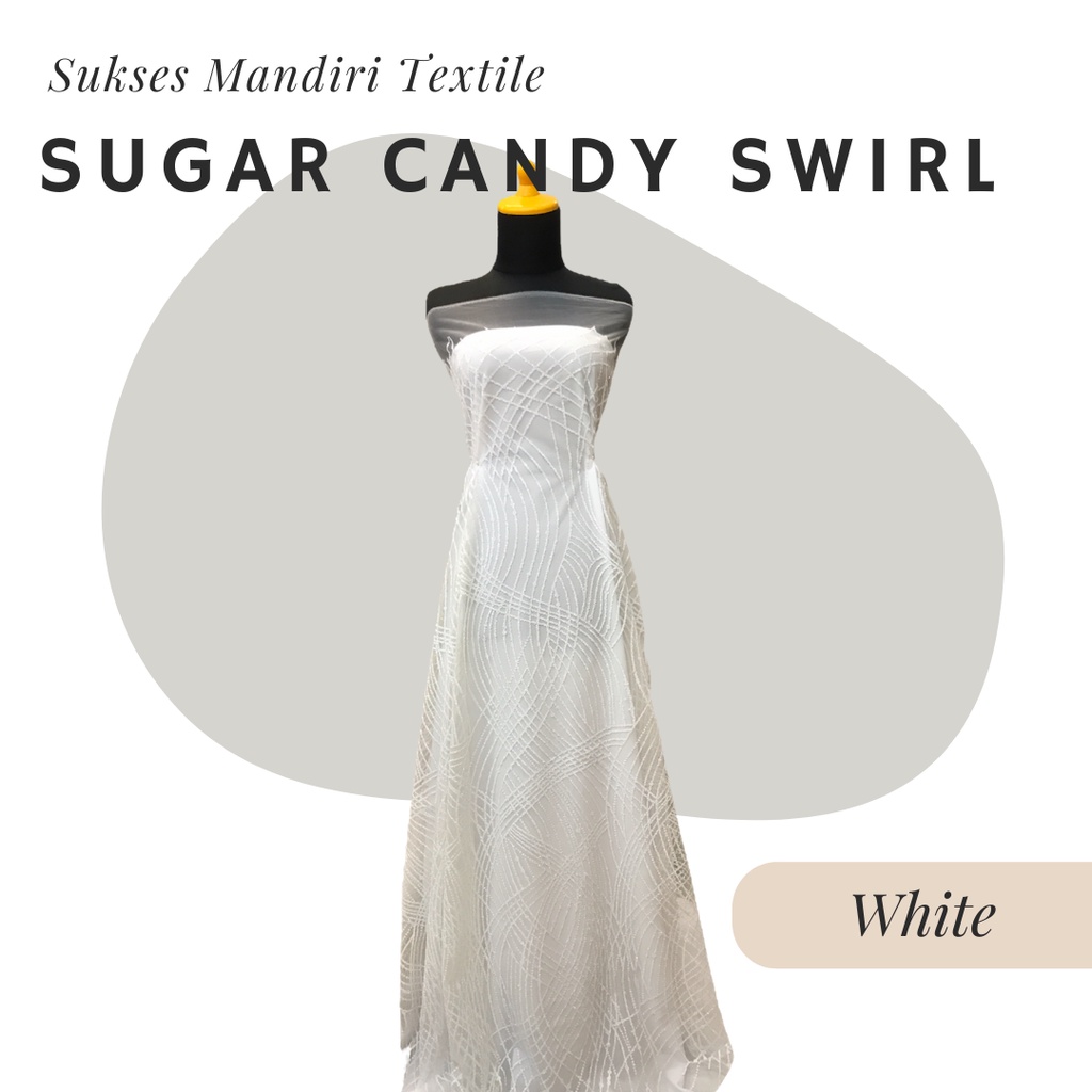 Brukat Tulle Tile Sugar Candy Swirl Putih White | Harga ½ meter = 50 cm (Bahan Dress Bridesmaid, Kon