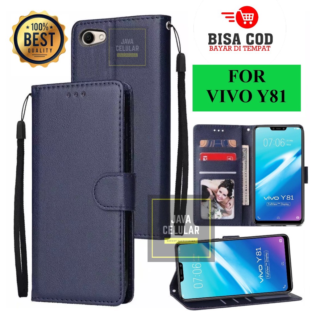 Vivo Y81 Leather Flip Wallet Case Kulit - Casing Dompet Case Wallet Leather Flip Case Vivo Y81 casin