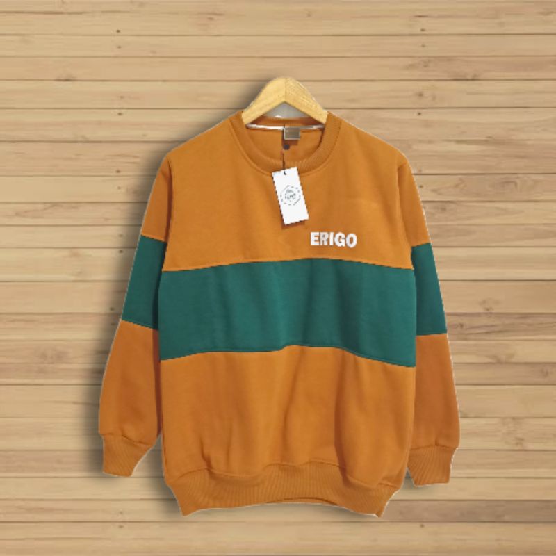 Dz97 Sweater Crewneck Pria Distro Grafity Sweter Switer Crewnek CN Crowneck Cowok Cewek Wanita Tebal-Stripe Mustard Botle