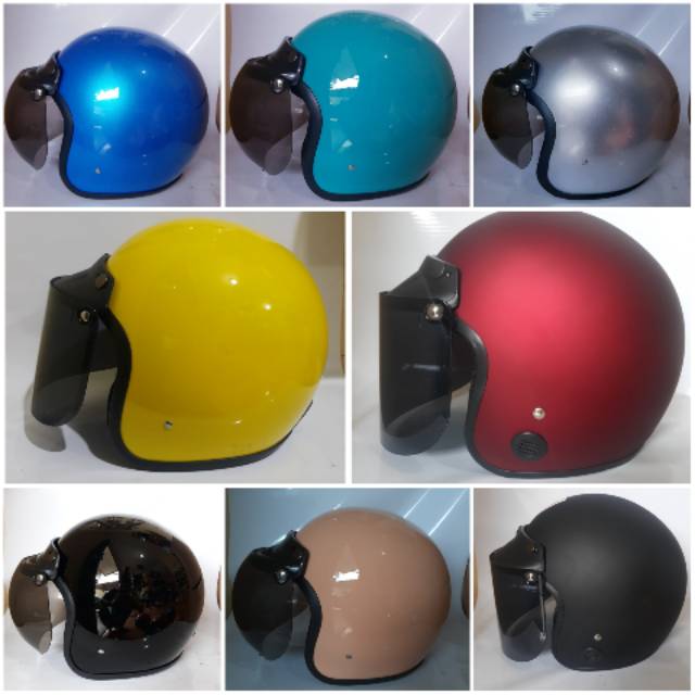 Helm Bogo Polos Kaca Datar Busa Tebal Shopee Indonesia