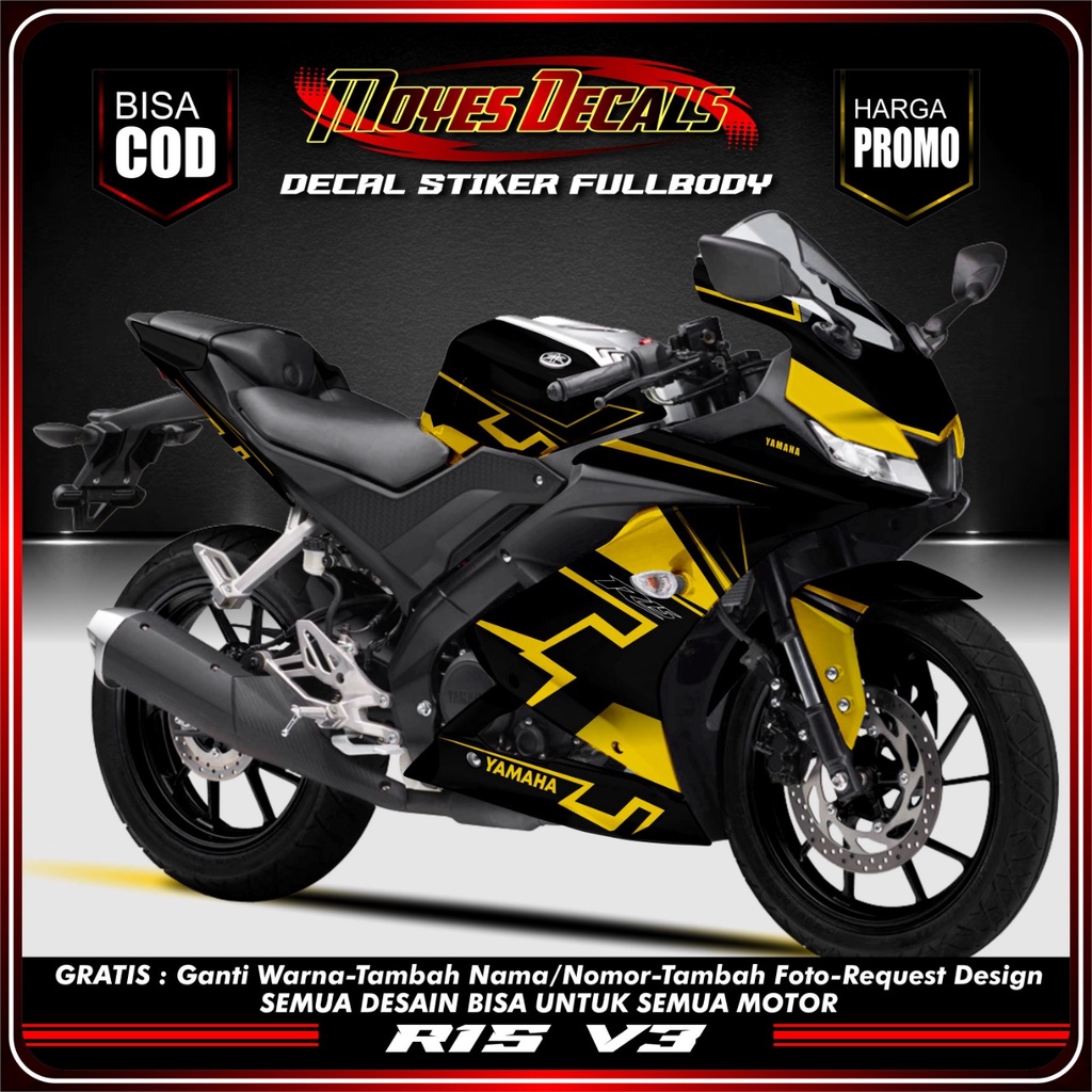 Decal R15 V3 Full Body Stiker Yamaha R15 V3 Full Body Dekal R15 V3 motif Gragad Vareasi Gold