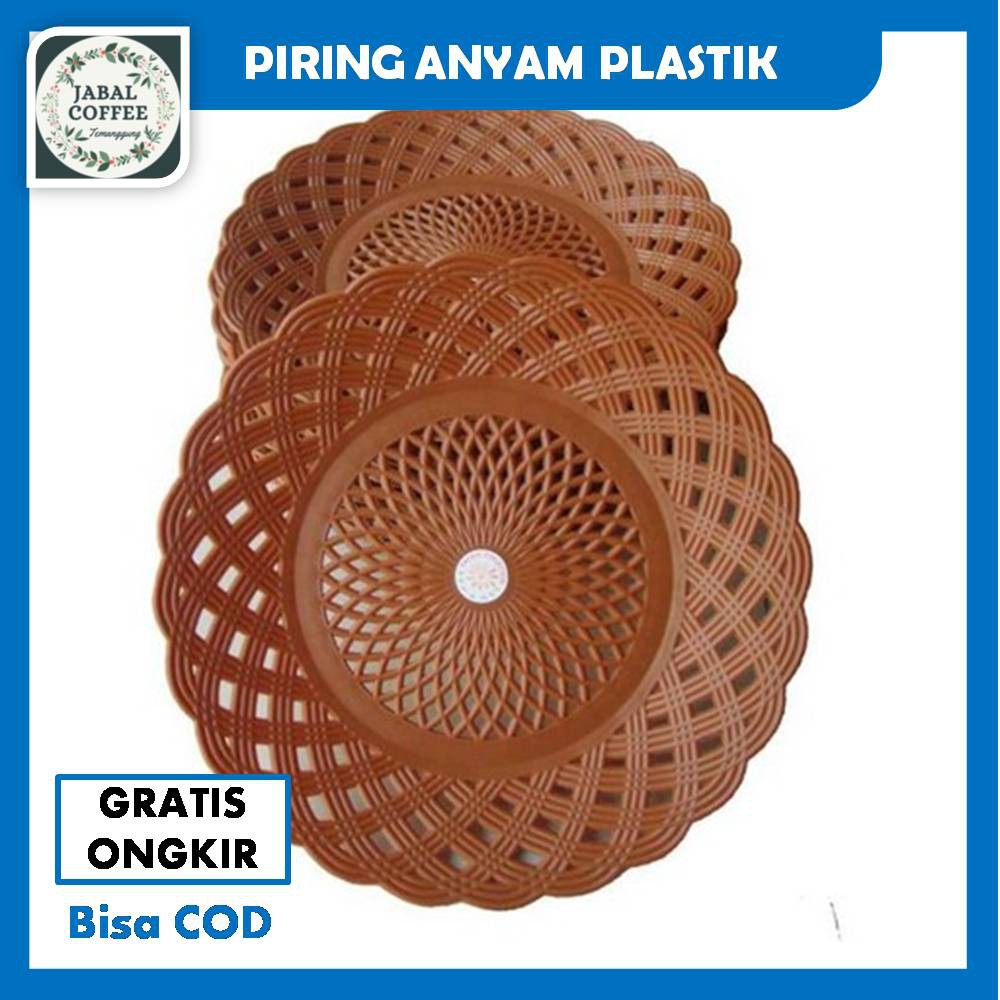 Piring Rotan Anyam Plastik / Piring Anyam Plastik / Piring Rotan Plastik Cokelat J47