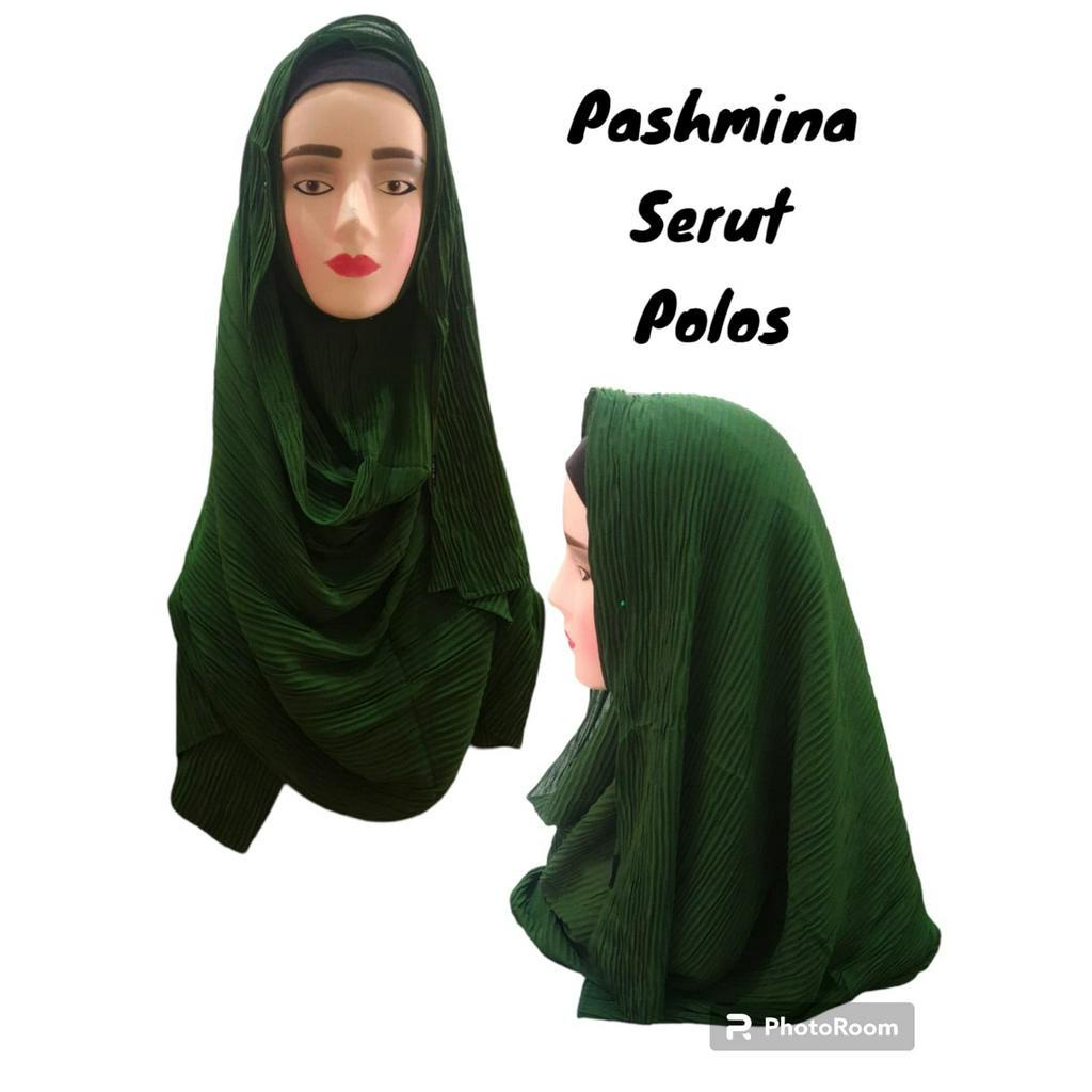 HIJAB JILBAB KERUDUNG SEGIEMPAT PASHMINA PLISKET WARNA POLOS