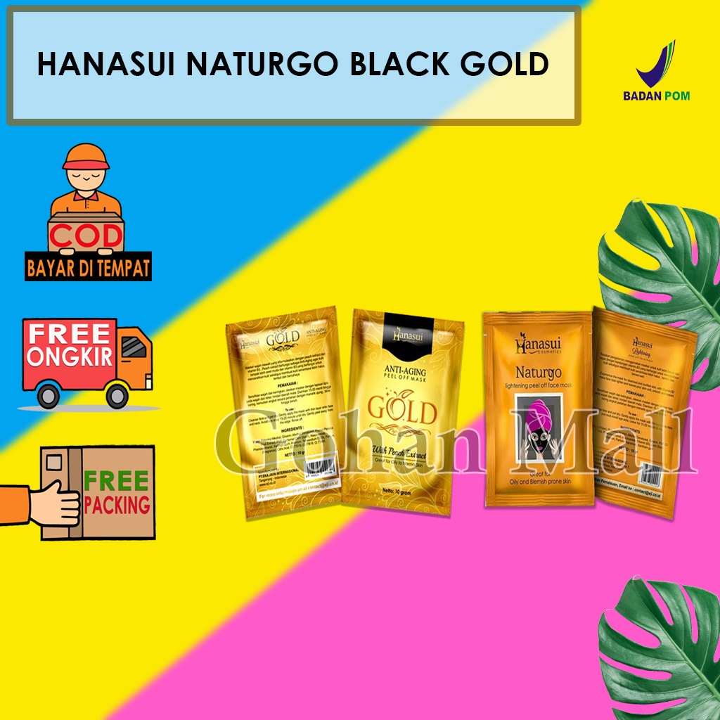 HANASUI NATURGO BLACK HANASUI GOLD WHITENING PEEL OFF MASKER WAJAH KOMEDO