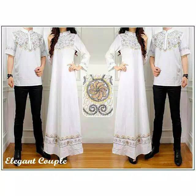 BAJU Couple Elegant BAJU MUSLIM PASANGAN COUPLE GAMIS COUPLE MUSLIM PUTIH TERBARU MUSLIM MODERN COD