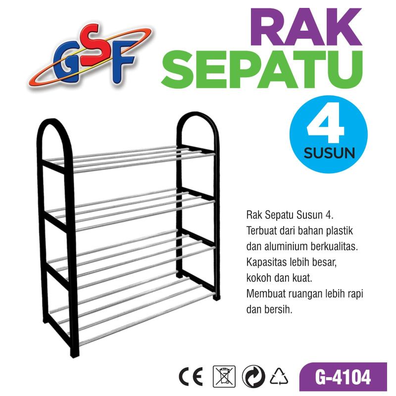 RAK SEPATU GSF 4 SUSUN 4104/RAK SEPATU GSF PLASTIK