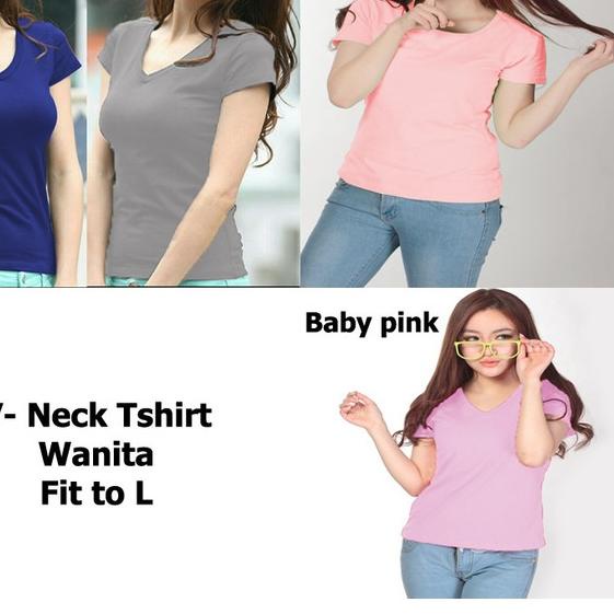 ➶ Kaos Wanita - Baju Kaos Polos - Kaos V Neck - Baju Atasan Wanita ▼