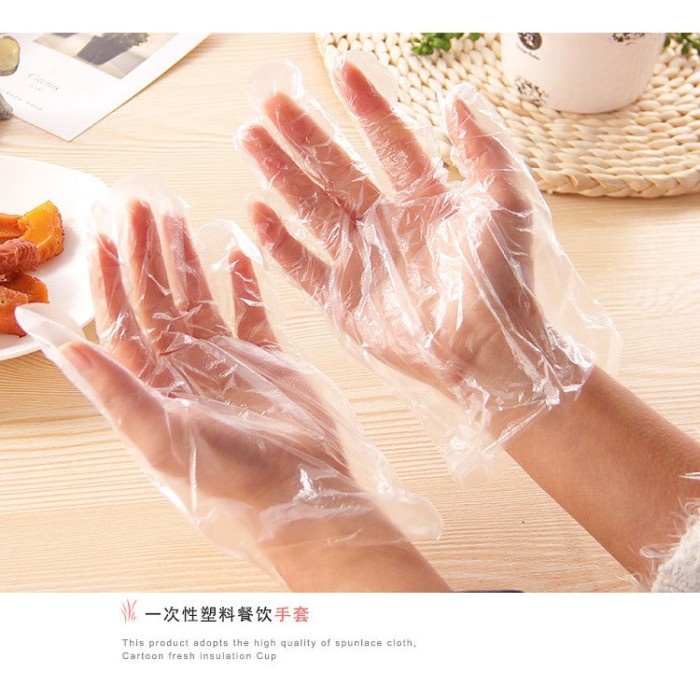 FressshFood Disposable Hand Gloves / Sarung Tangan Plastik utk Makanan 1 Kotak Isi 100 Pasang