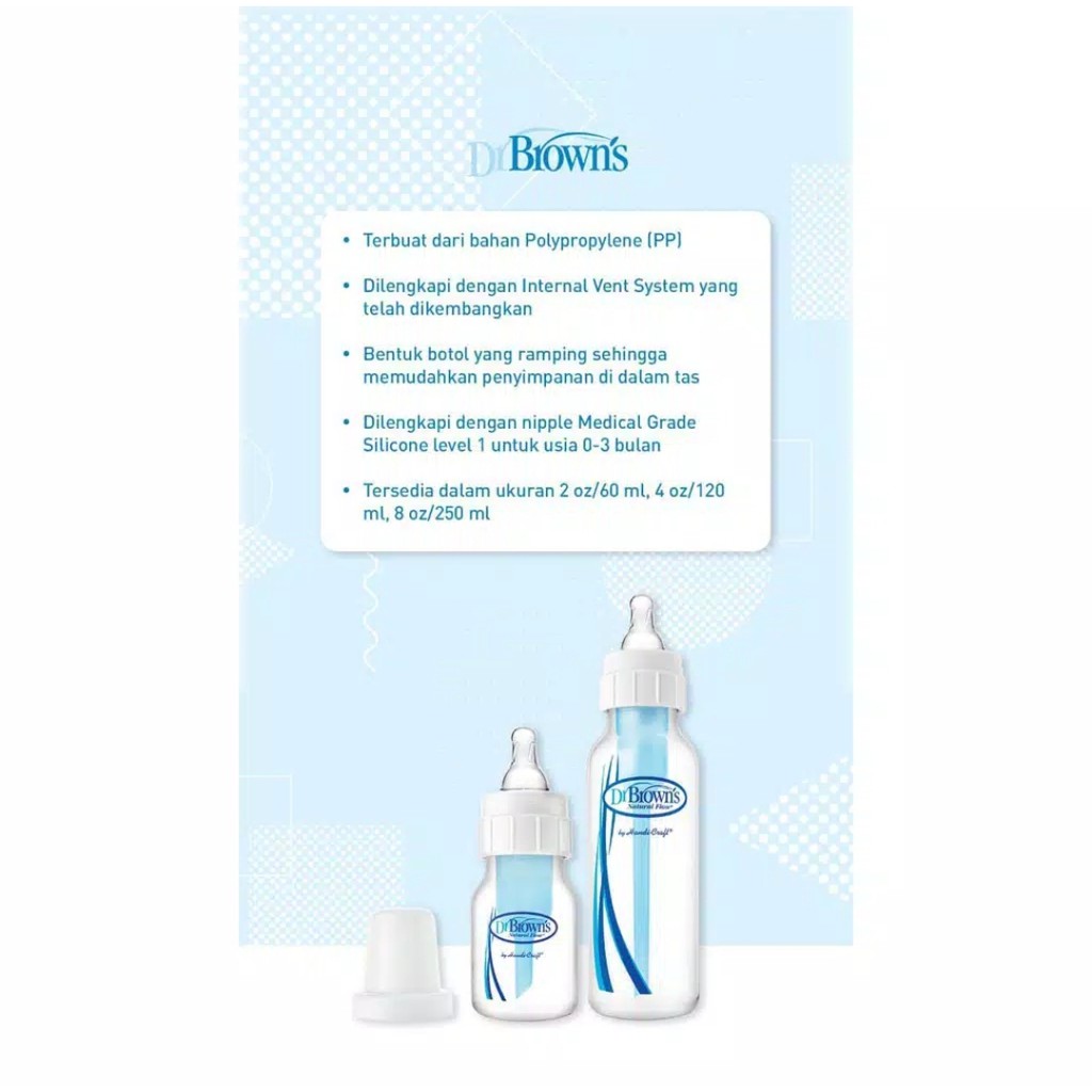 BABEE BOTOL SUSU DR BROWN'S NATURAL FLOW PP NARROW NECK STANDARD BABY BOTTLE 60 ML / 120 ML