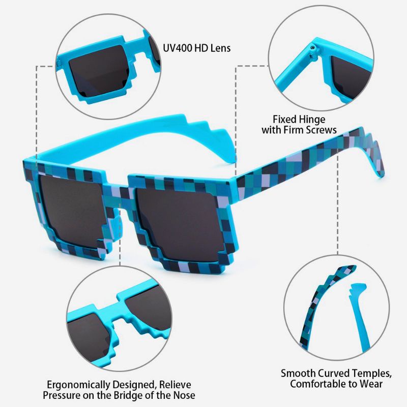 Kacamata Anak Model Pixel Mine craft Frost Diamond Mosaics UV400-3