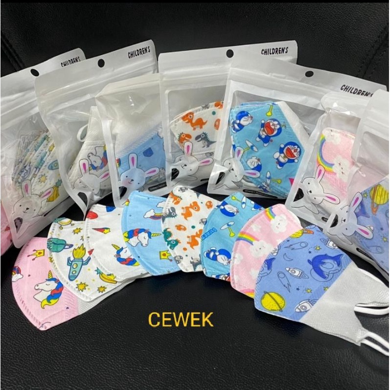 masker duckbill anak motif cewek ecer satuan