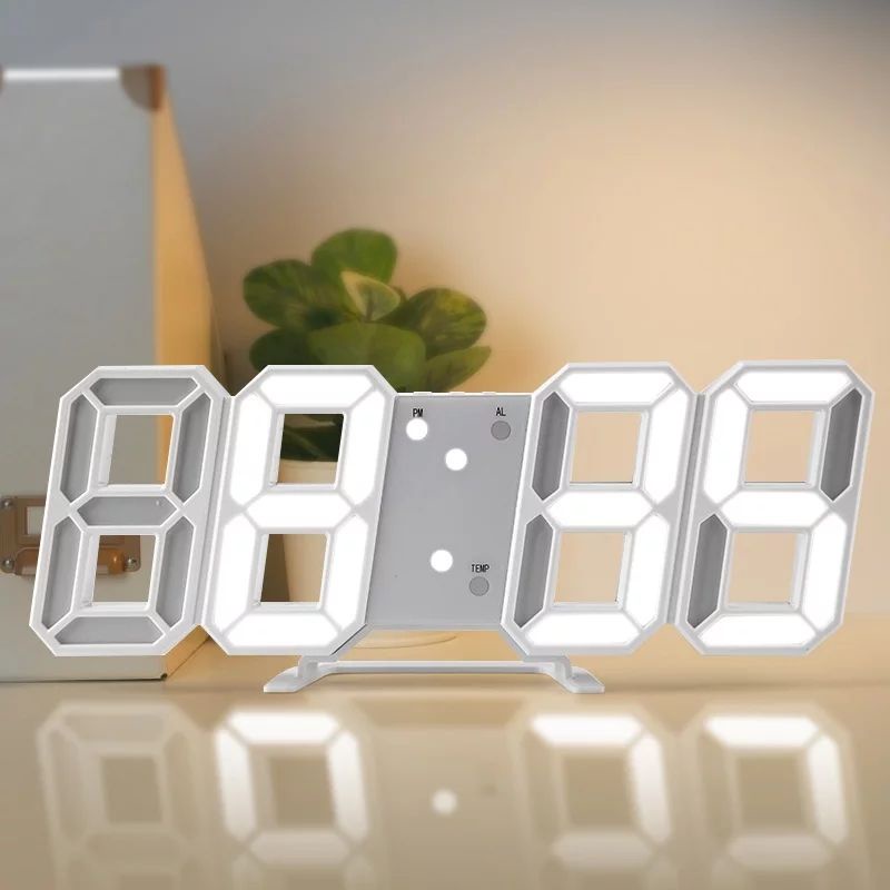 Jam Meja / Dinding Digital 3D Clock LED Aesthetic USB Minimalis - Taffware Moseko TS-S60-W