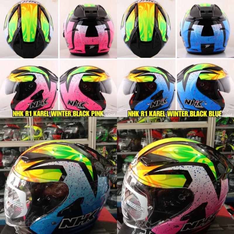 HELM NHK R1 KAREL WINTER BLACK BLUE/BLACK PINK