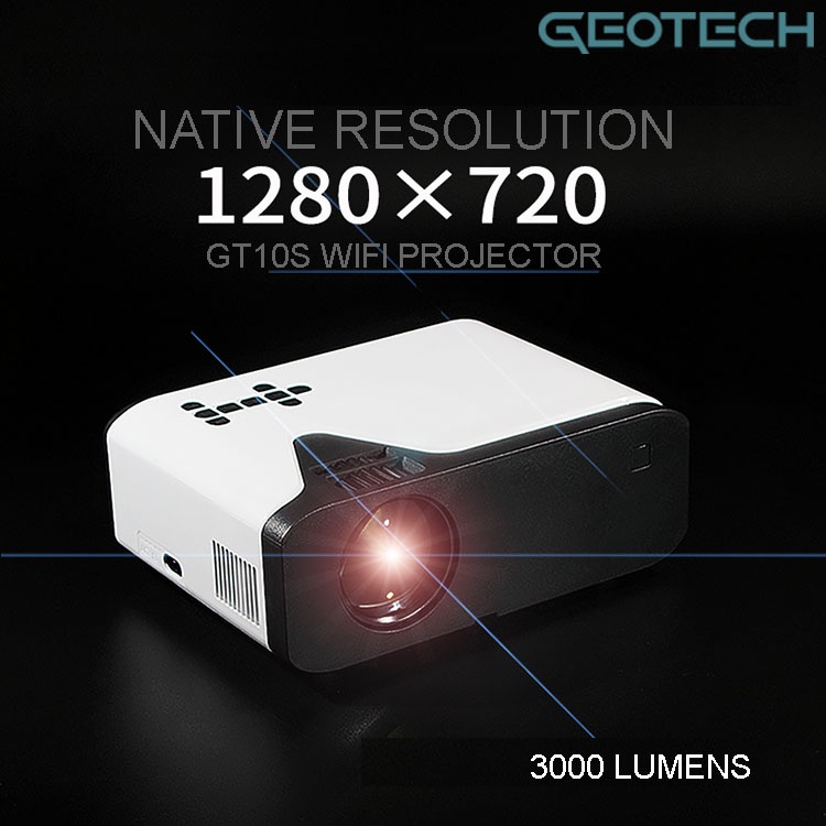 Mini Projector GEOTECH GT10S LCD Smart Projector WIFI Mirroring 3000 Lumen 1080P AV USB Mini Proyektor