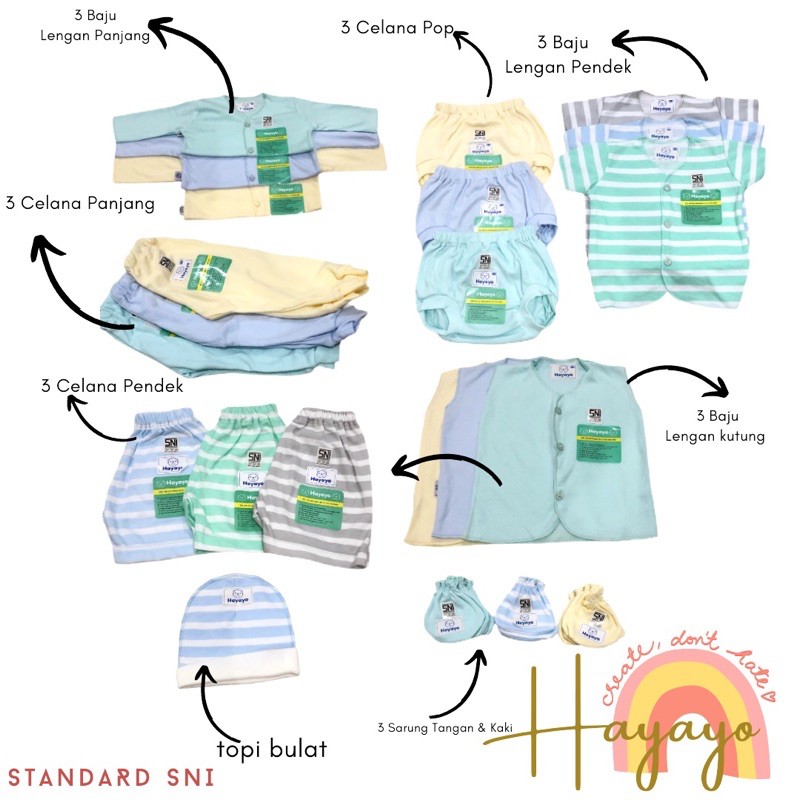 Paket Baju Bayi Newborn Hayayo 0-3 M Baju Bayi perempuan Baju Bayi Newborn Paket baju bayi