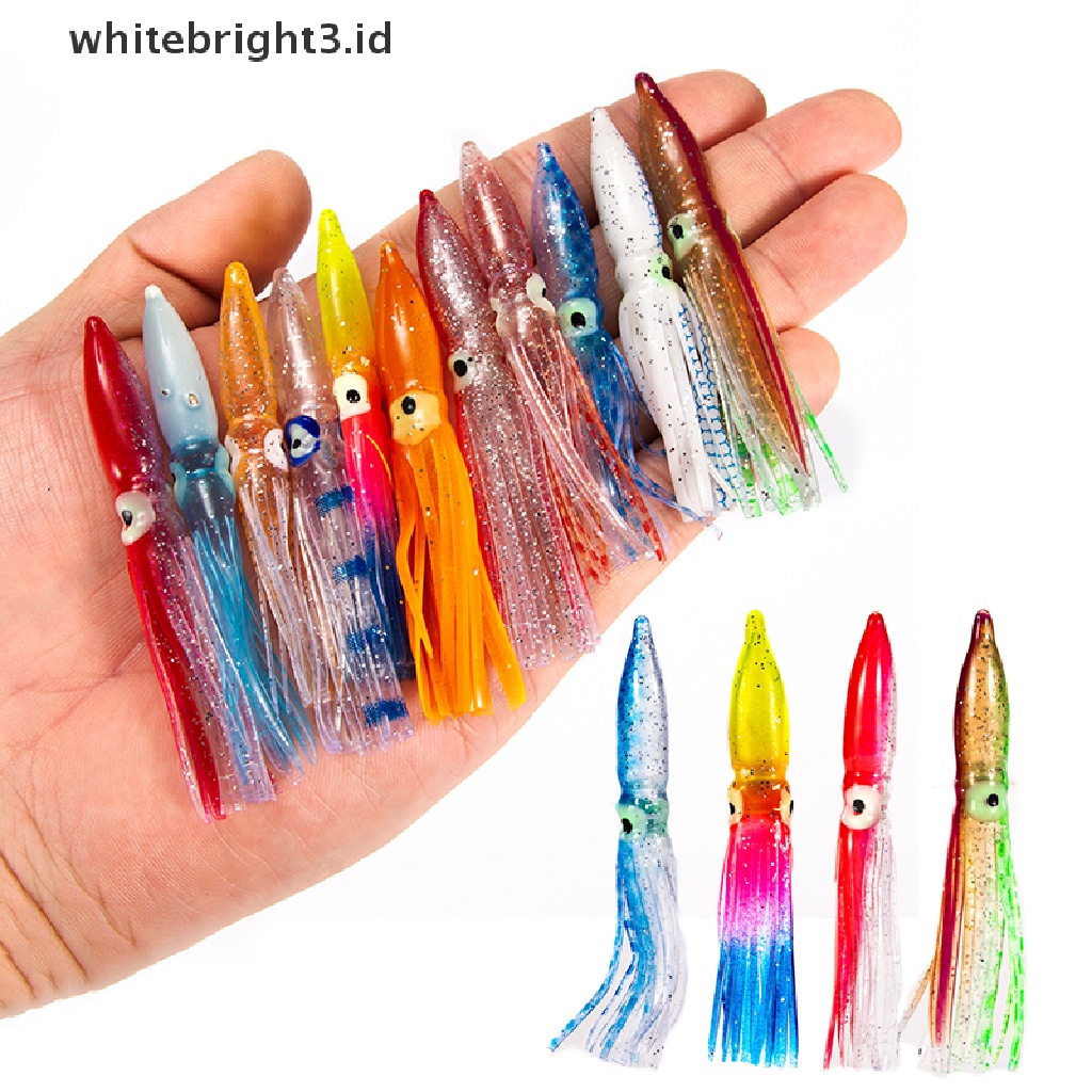 (whitebright3.id) 10pcs Umpan Pancing Softlure Bentuk Cumi-Cumi 8cm