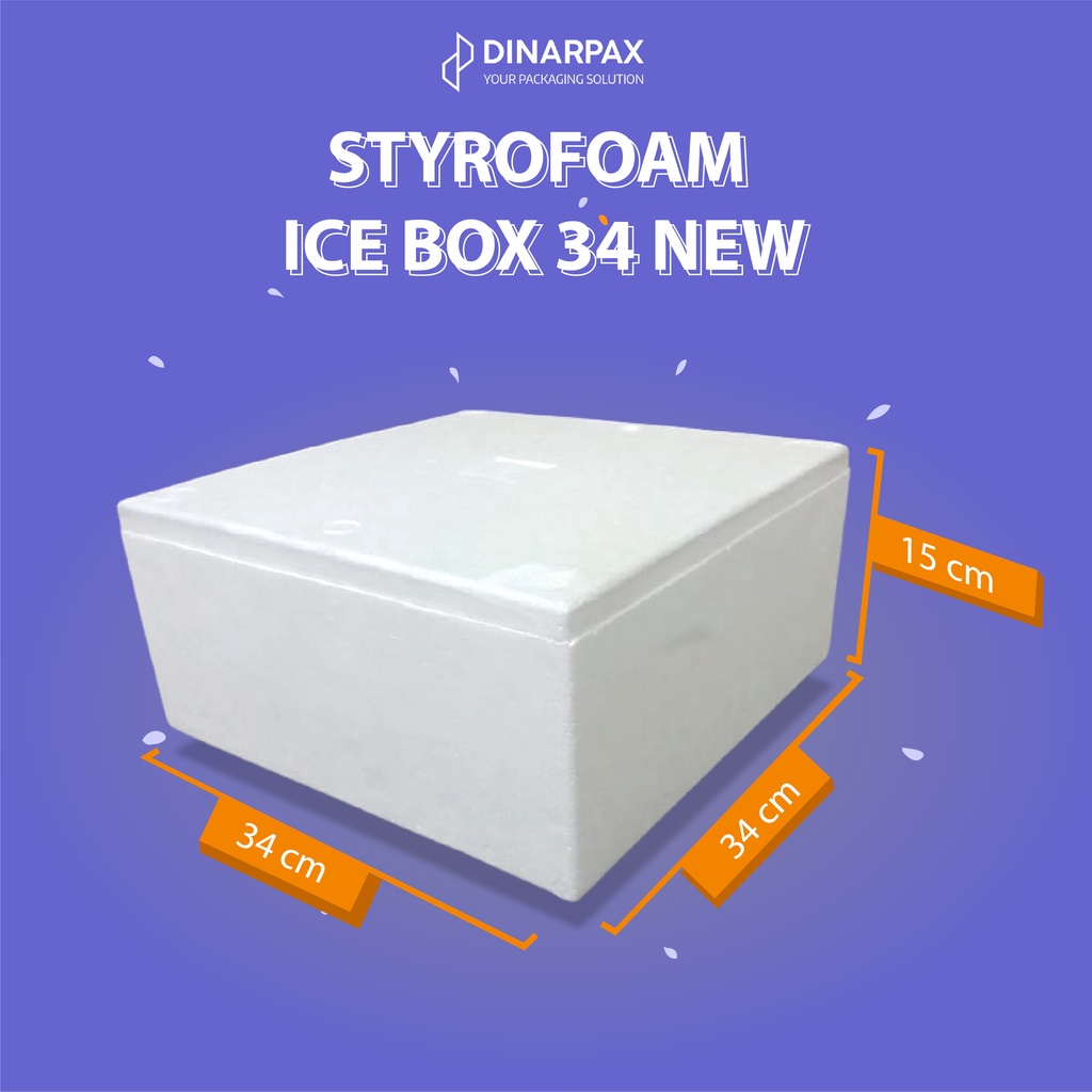 STYROFOAM ICE BOX 34 NEW 34X34X15,5CM / ICE BOX 1 NEW / GABUS / STYROFOAM BOX KUE / BOX KOTAK/Bandun