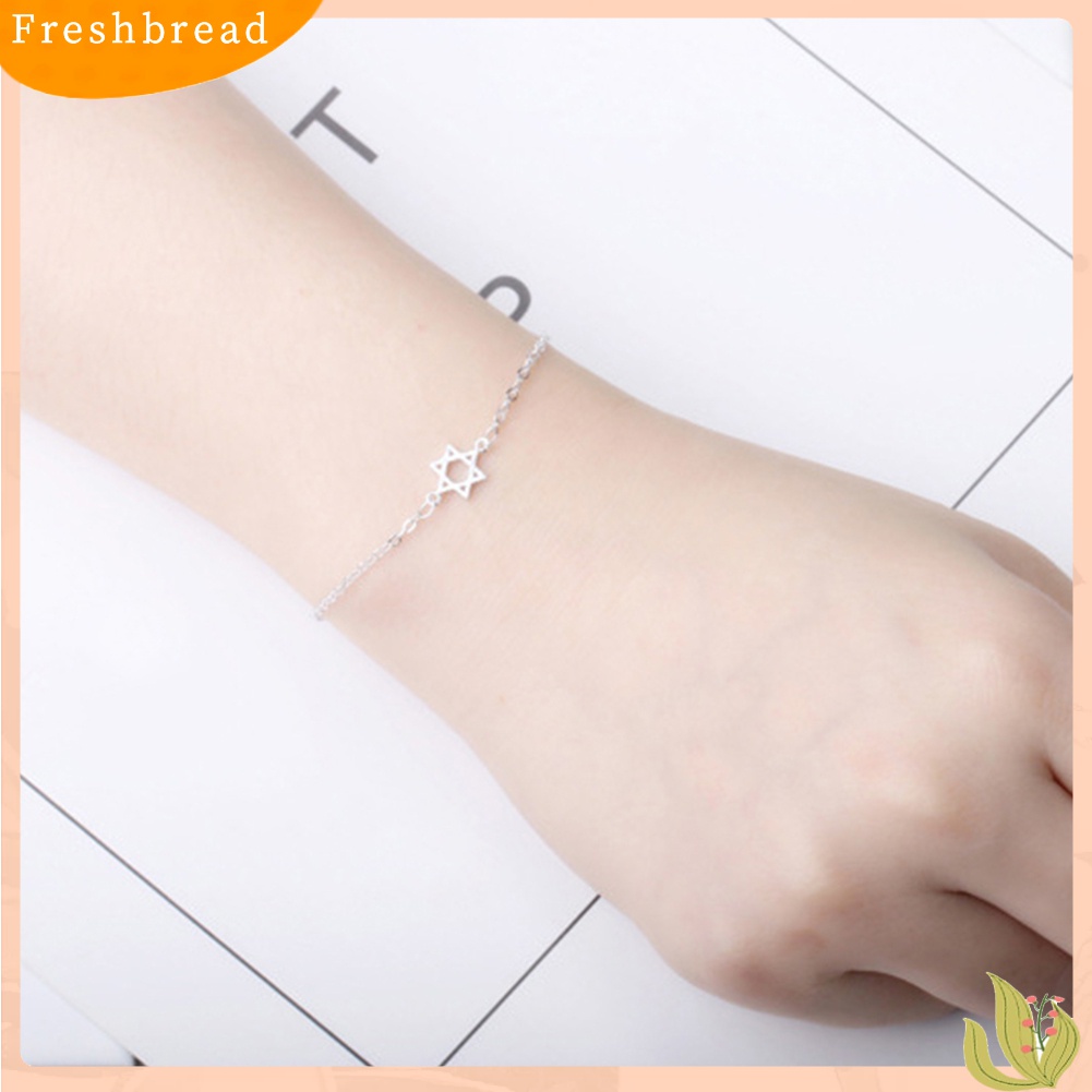 Terlaris Fashion Women Brushed Hollow Hexagram Bracelet Lucky Wishing Star Jewelry Gift